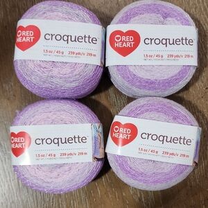 4 Pc Red Heart Croquette Yarn Set Colorway Fairy Dust